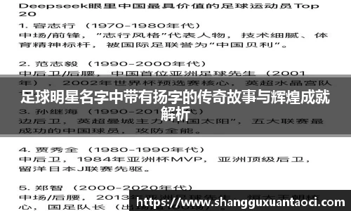 足球明星名字中带有扬字的传奇故事与辉煌成就解析